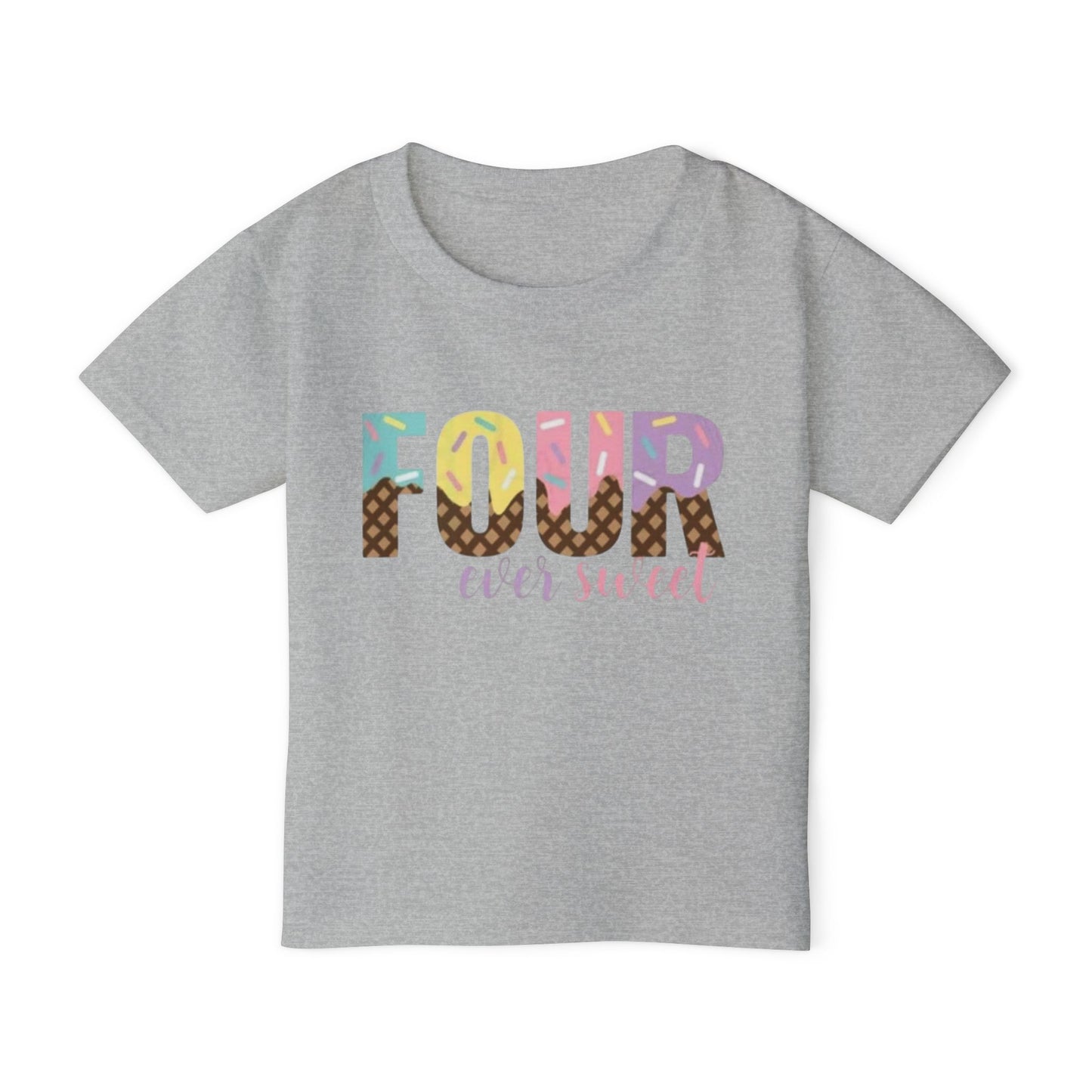 Colorful 'Four Ever Sweet' Toddler T-shirt – Perfect for Birthday Celebrations