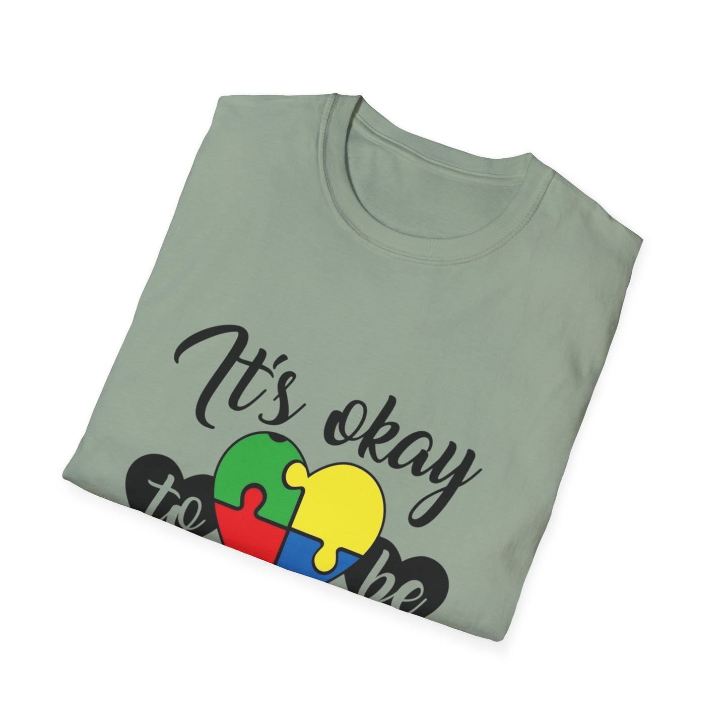 It's Okay to Be Different Unisex T-Shirt - Colorful Puzzle Heart Design