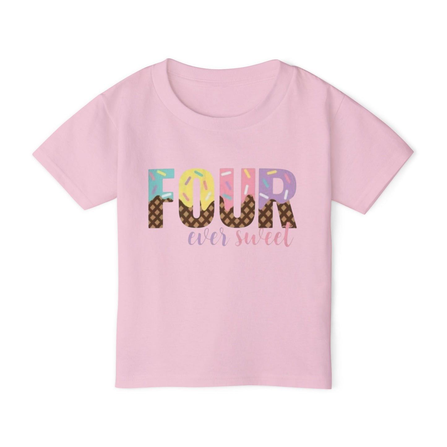 Colorful 'Four Ever Sweet' Toddler T-shirt – Perfect for Birthday Celebrations