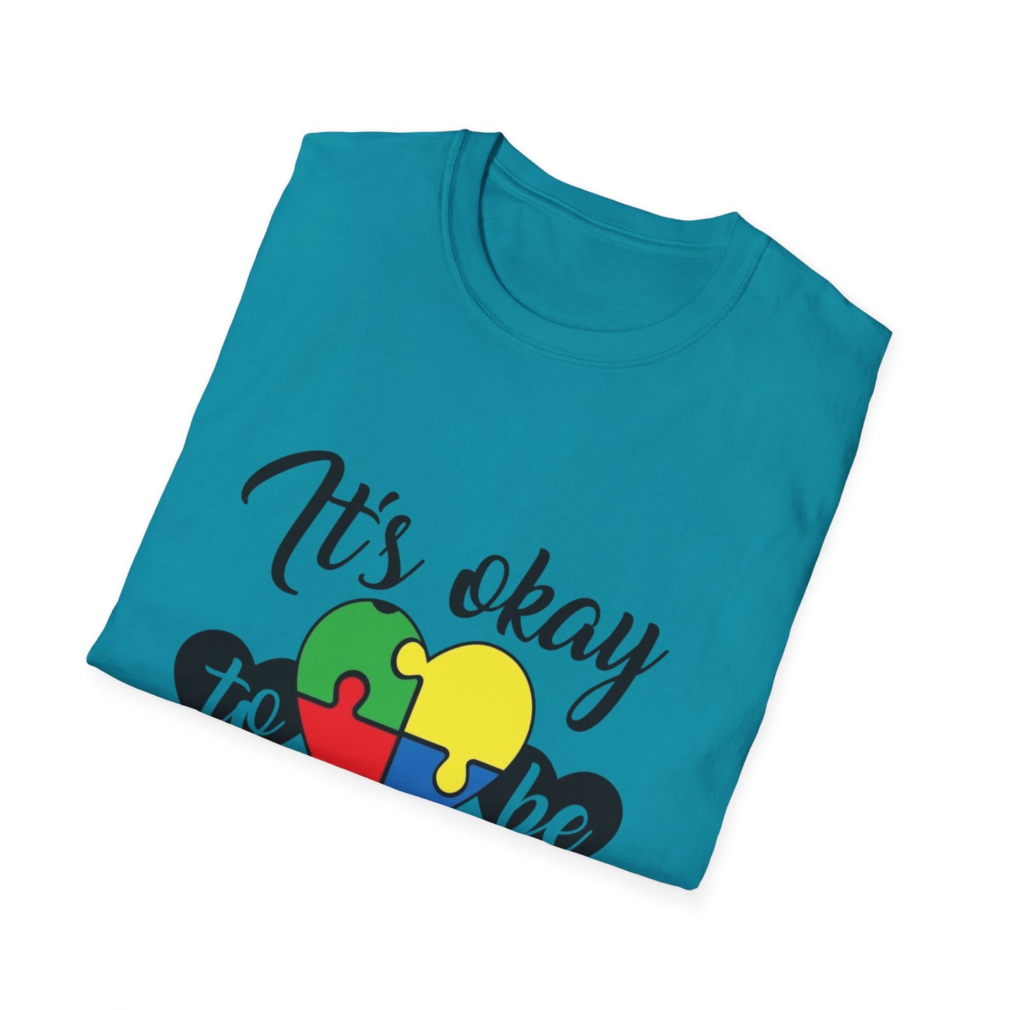 It's Okay to Be Different Unisex T-Shirt - Colorful Puzzle Heart Design