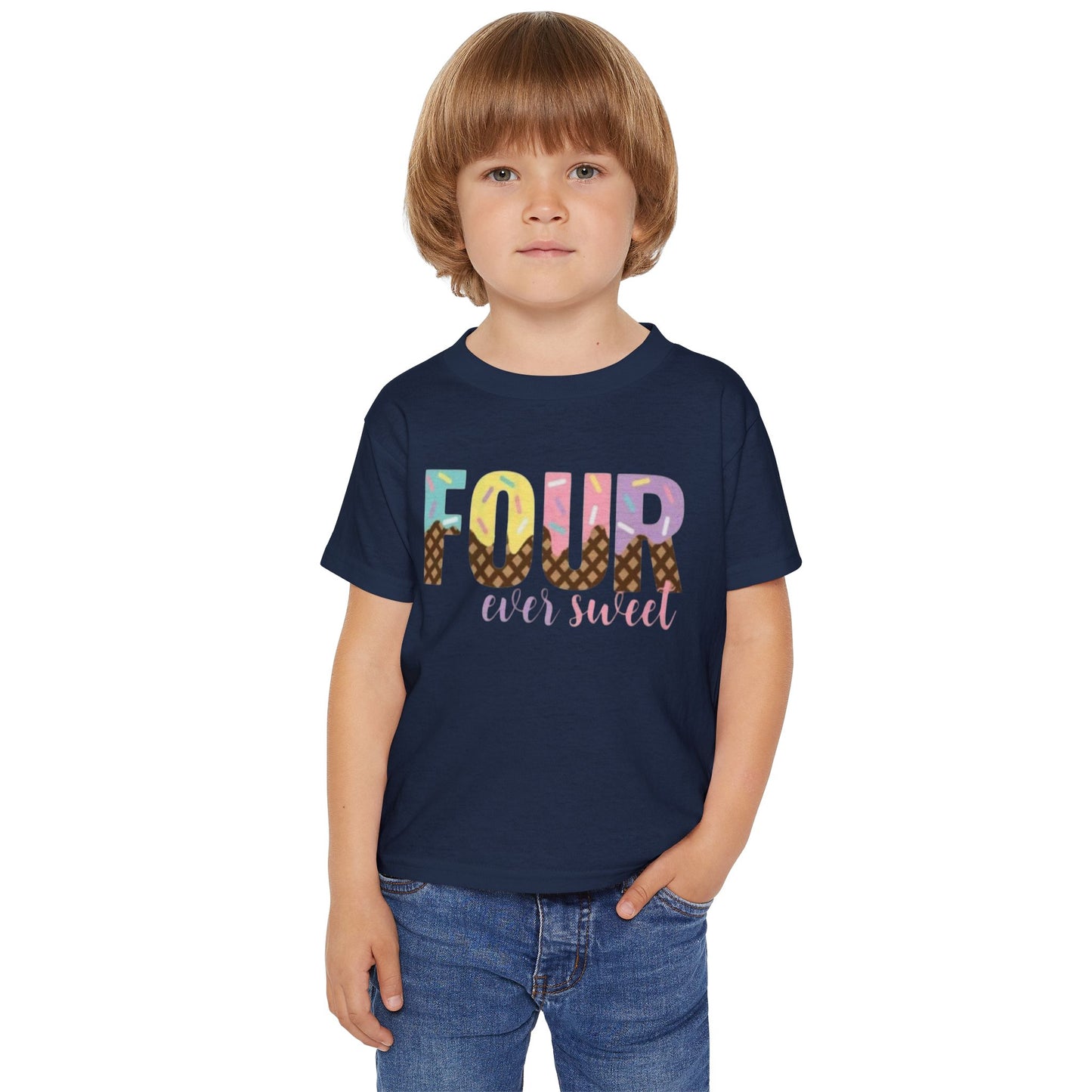 Colorful 'Four Ever Sweet' Toddler T-shirt – Perfect for Birthday Celebrations