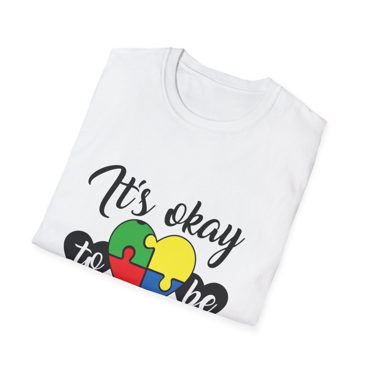 It's Okay to Be Different Unisex T-Shirt - Colorful Puzzle Heart Design