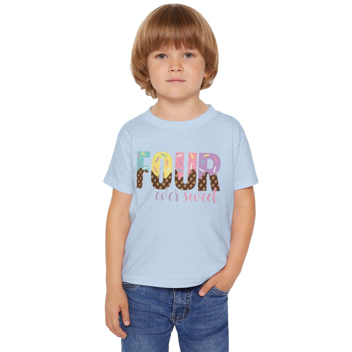 Colorful 'Four Ever Sweet' Toddler T-shirt – Perfect for Birthday Celebrations