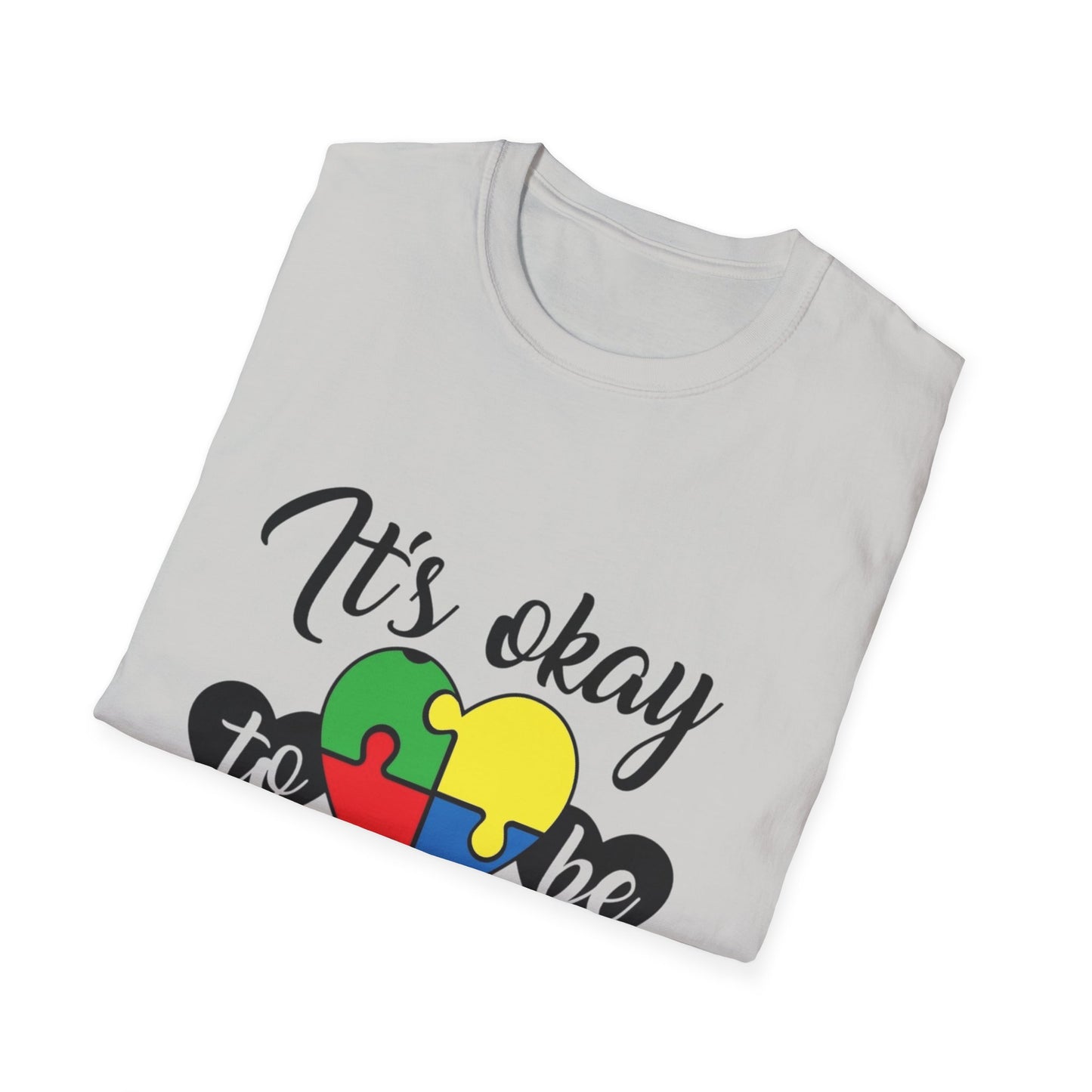 It's Okay to Be Different Unisex T-Shirt - Colorful Puzzle Heart Design