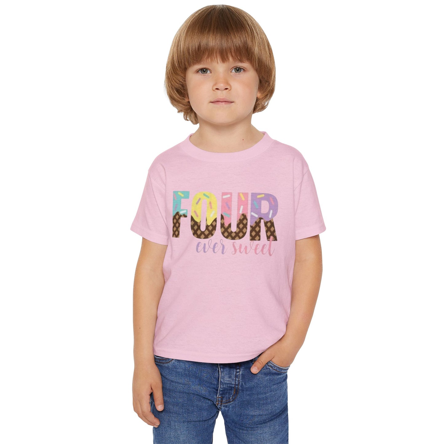 Colorful 'Four Ever Sweet' Toddler T-shirt – Perfect for Birthday Celebrations