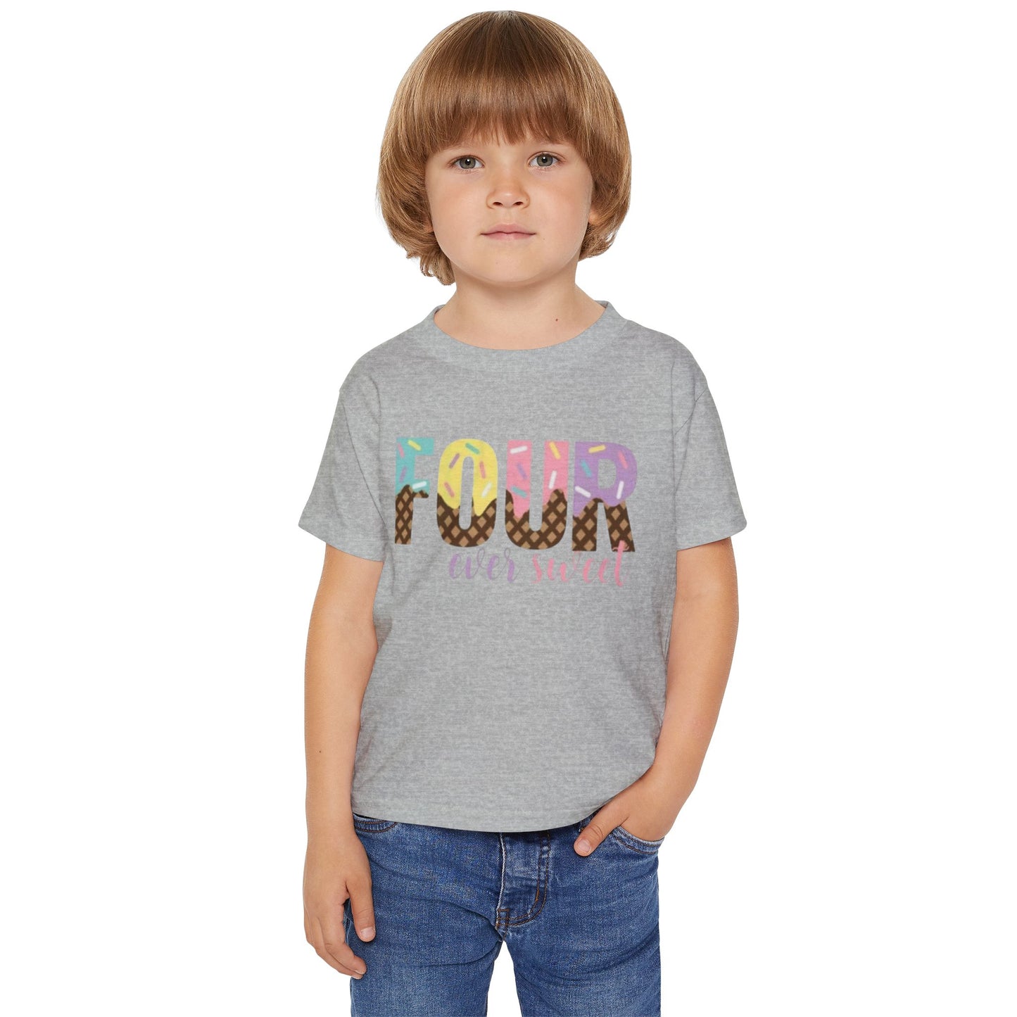 Colorful 'Four Ever Sweet' Toddler T-shirt – Perfect for Birthday Celebrations