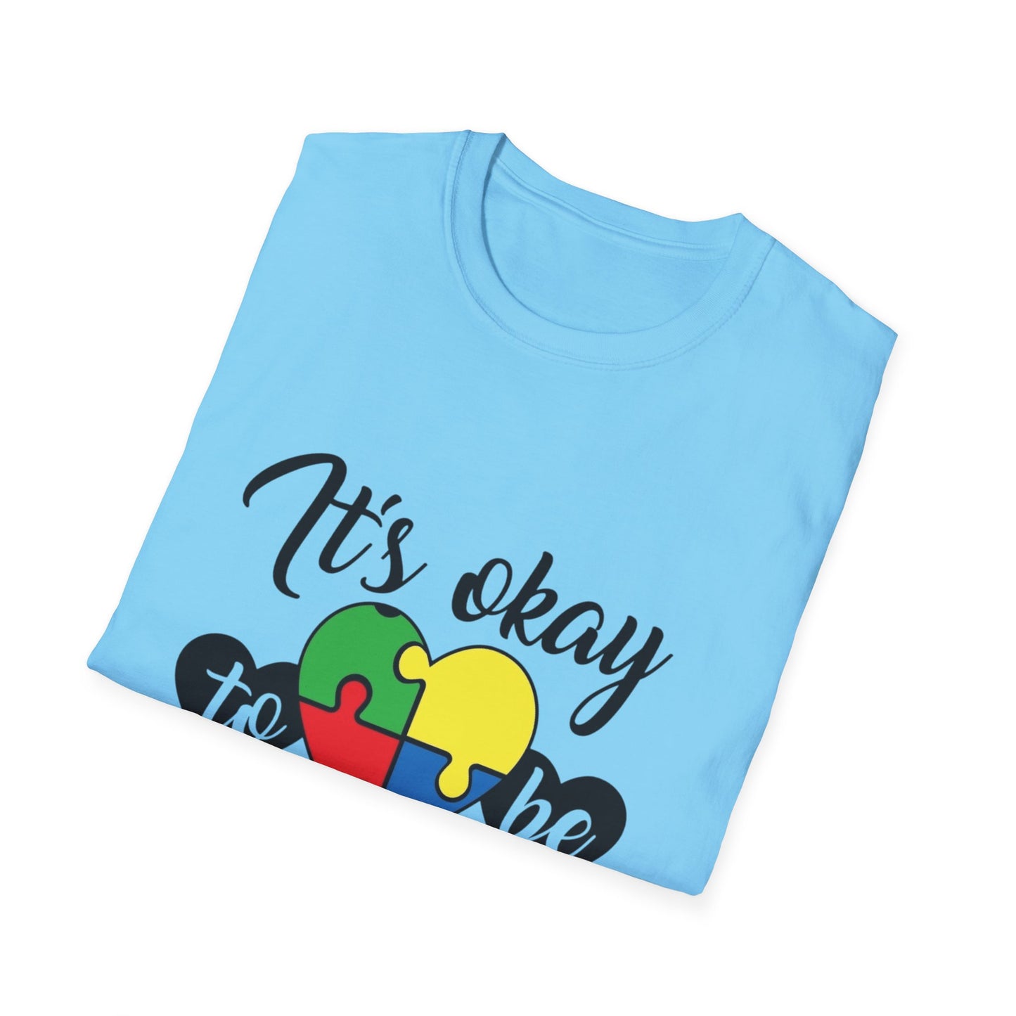 It's Okay to Be Different Unisex T-Shirt - Colorful Puzzle Heart Design