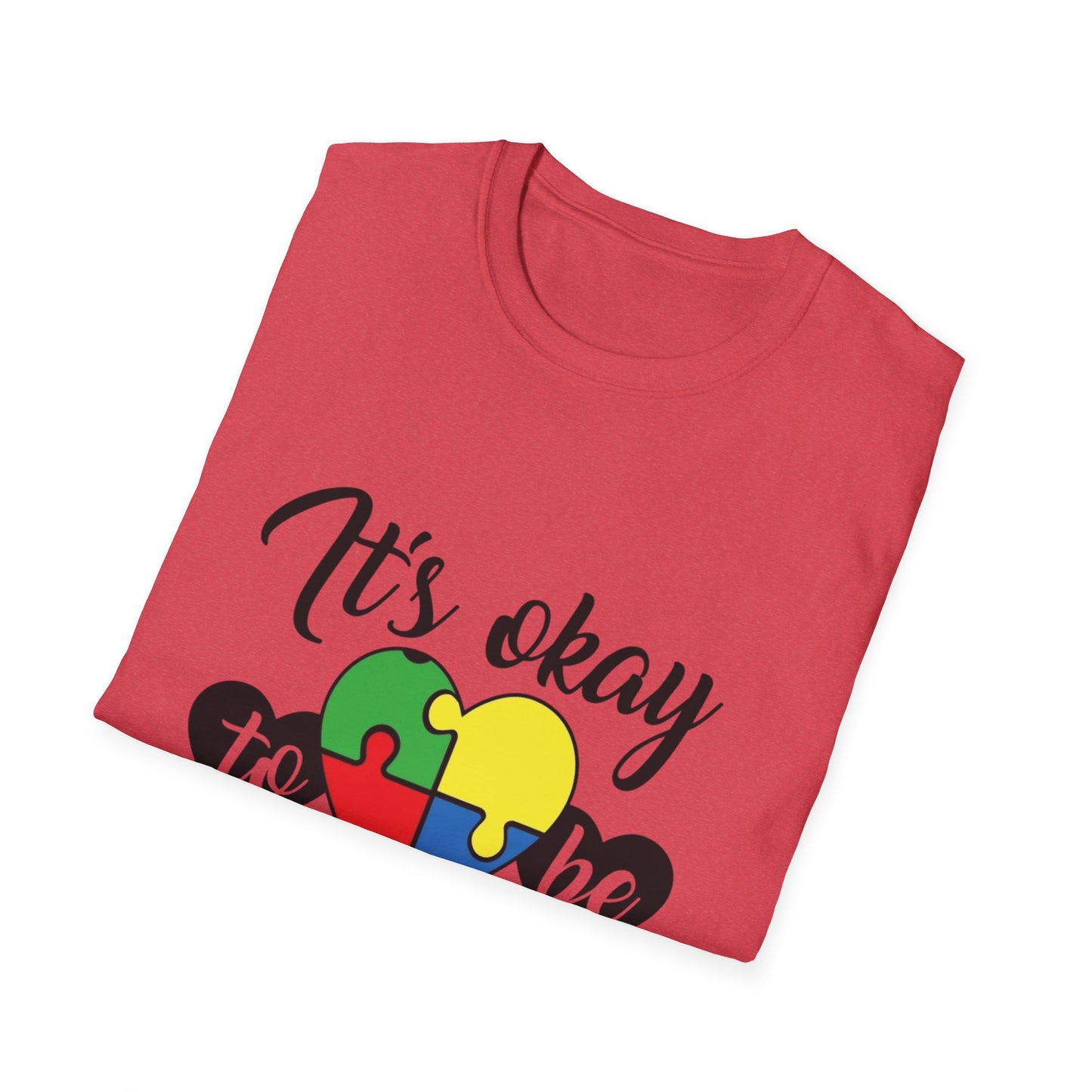 It's Okay to Be Different Unisex T-Shirt - Colorful Puzzle Heart Design