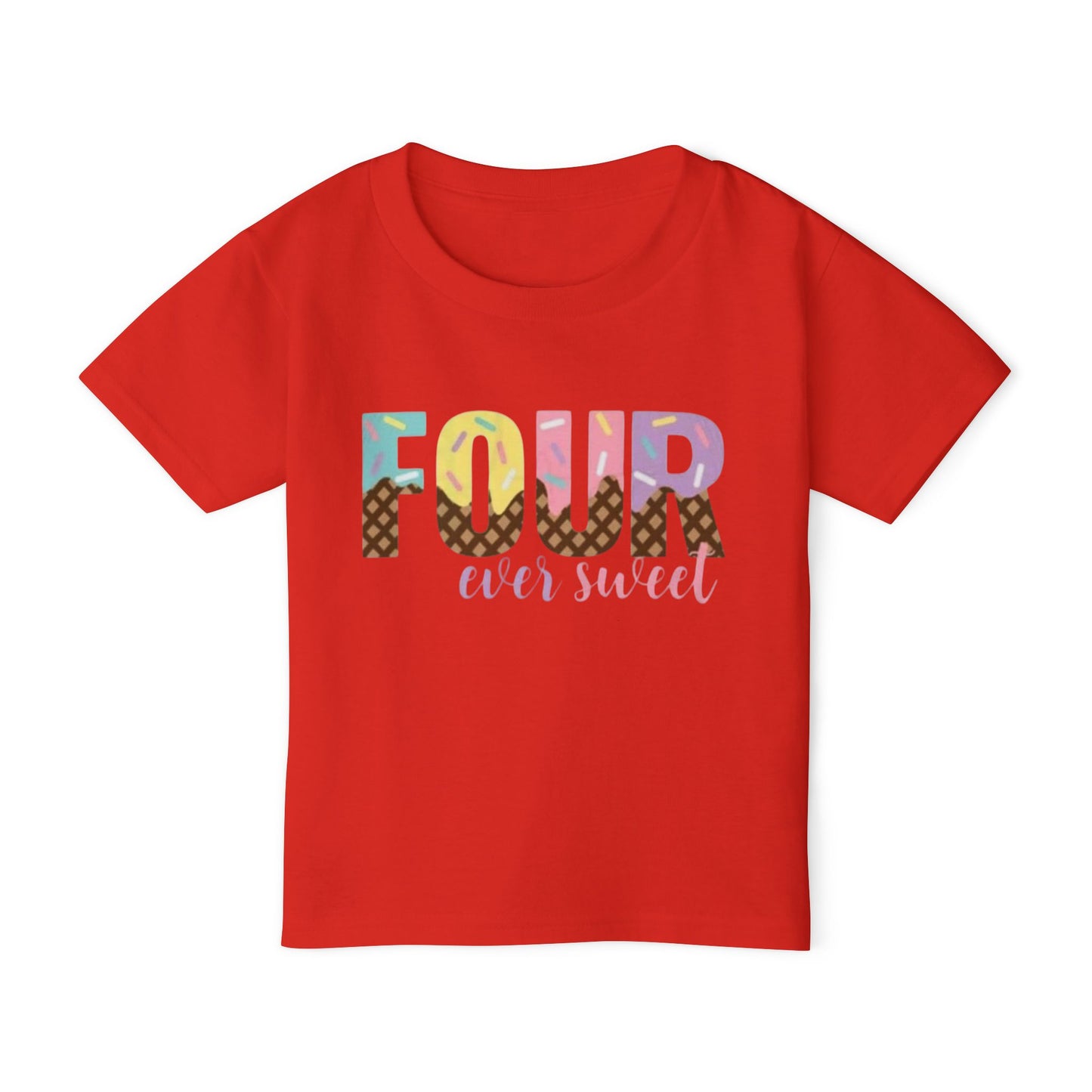 Colorful 'Four Ever Sweet' Toddler T-shirt – Perfect for Birthday Celebrations