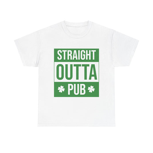 Straight Outta Pub St. Patrick's Day Unisex Heavy Cotton Tee